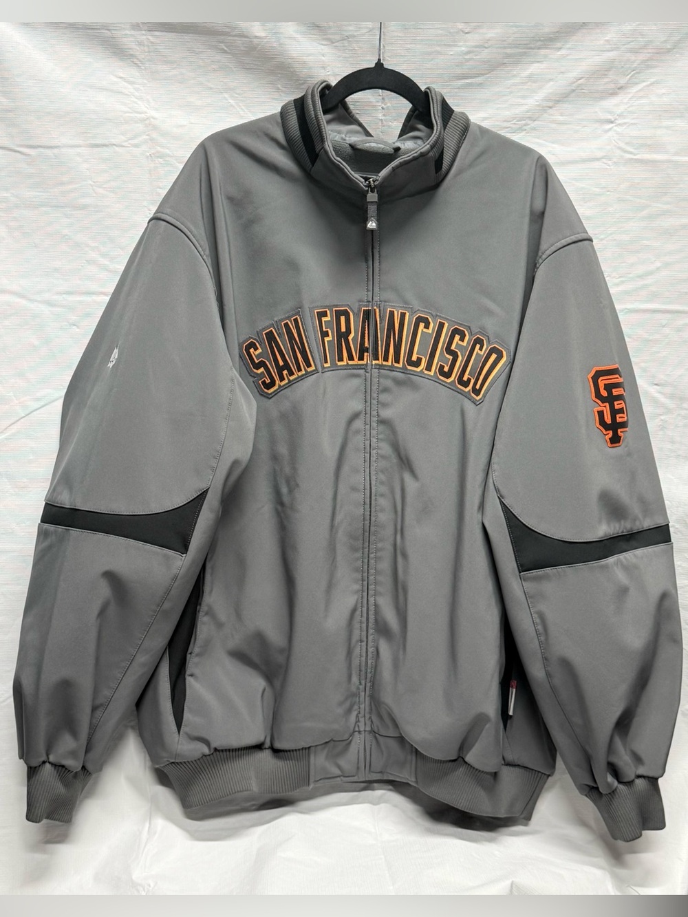 Majestic San Francisco Grey Bomber Jacket with Orange Trim